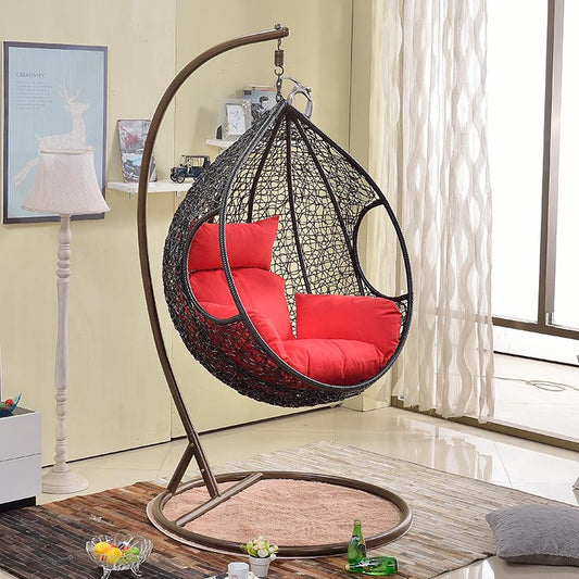 Elliott Single Seater Hanging Swing| With Stand For Outdoor (Dark Brown)