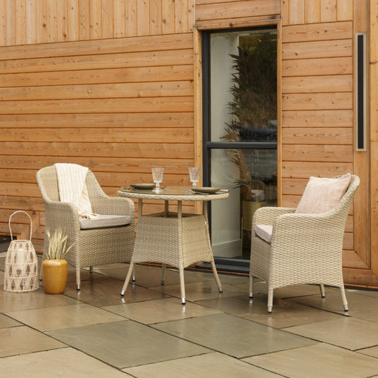 Olmos Outdoor Patio Set| Durable Garden Furniture-2 Chairs + 1 Table Natural