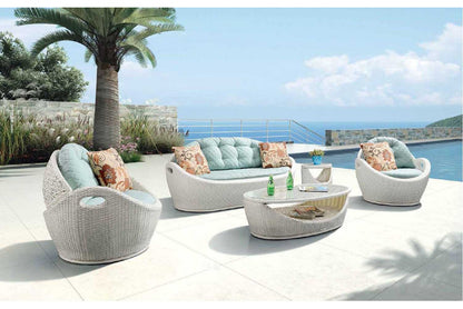 Aysel Outdoor Garden Balcony 5 Seater Sofa Set- White