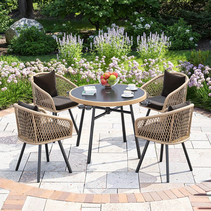 Luis Outdoor Patio Set| Durable Garden Furniture-4 Chairs + 1 Table Honey