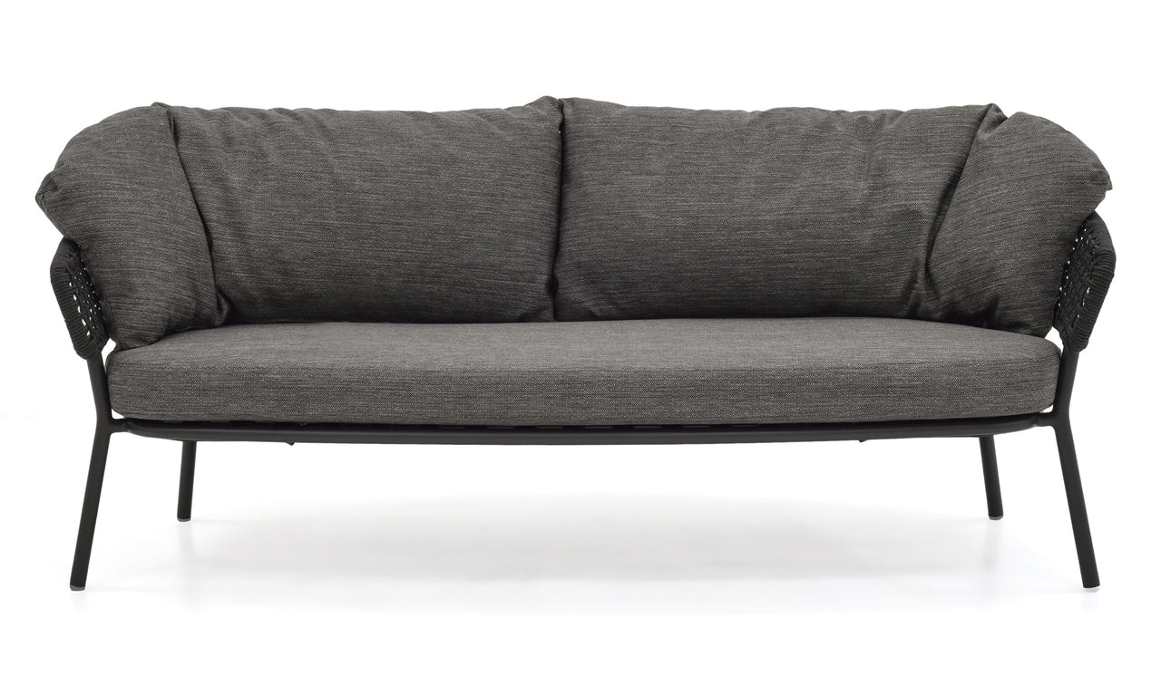 Graf Outdoor Garden Balcony 4 Seater Sofa Set Braided and Rope-Grey
