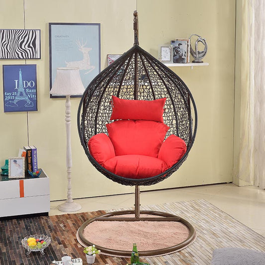 Elliott Single Seater Hanging Swing| With Stand For Outdoor (Dark Brown)