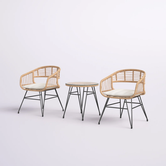Vorobev Outdoor Patio Set| Durable Garden Furniture-2 Chairs + 1 Table Honey