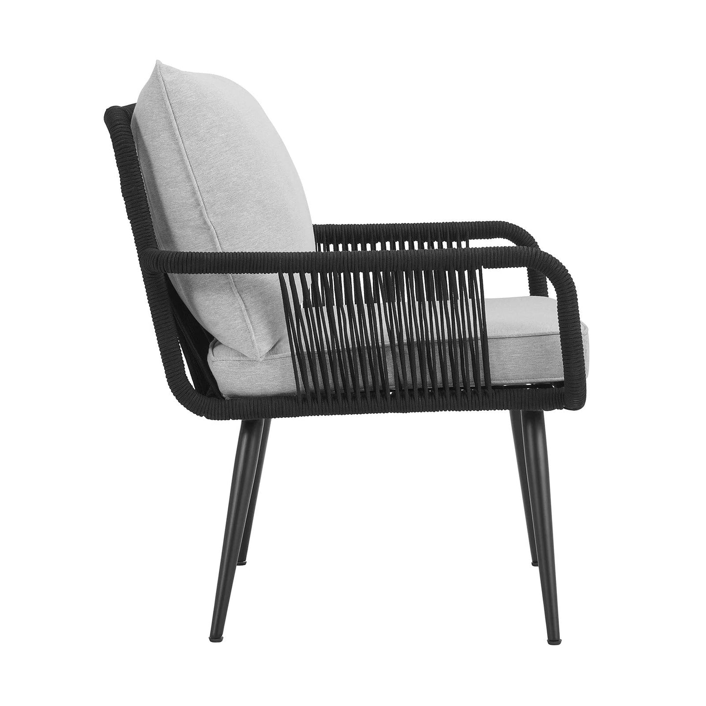 Canal Outdoor Patio Set| Durable Garden Furniture-4 Chairs + 1 Table Braided And Rope Black