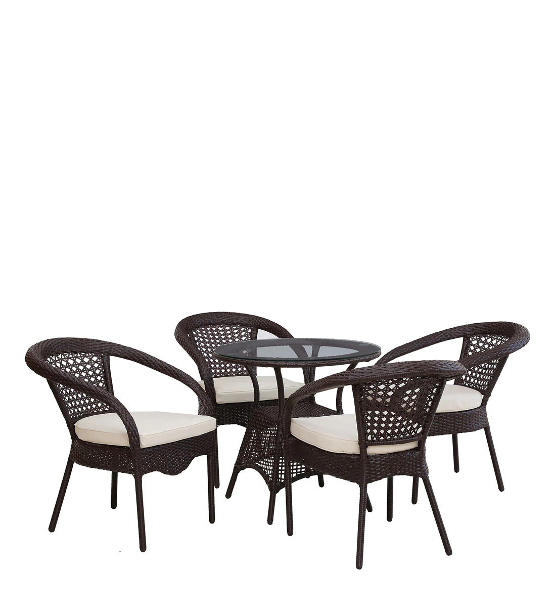Galano Outdoor Patio Set| Durable Garden Furniture-4 Chairs + 1 Table Brown