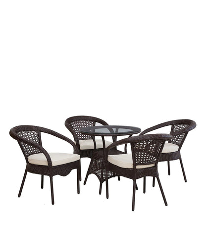 Galano Outdoor Patio Set| Durable Garden Furniture-4 Chairs + 1 Table Brown