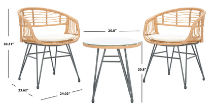 Vorobev Outdoor Patio Set| Durable Garden Furniture-2 Chairs + 1 Table Honey