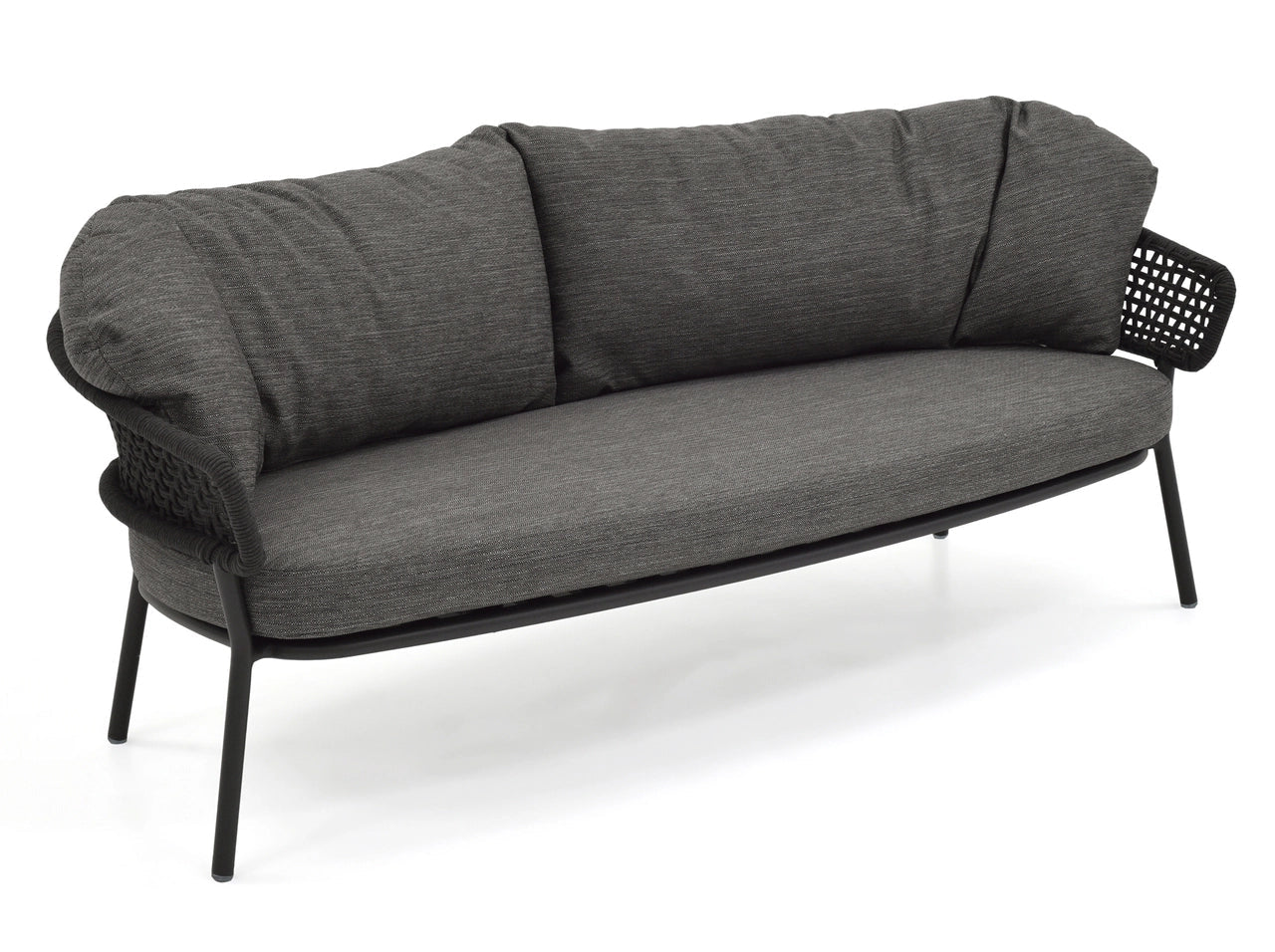 Graf Outdoor Garden Balcony 4 Seater Sofa Set Braided and Rope-Grey