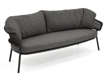 Graf Outdoor Garden Balcony 4 Seater Sofa Set Braided and Rope-Grey