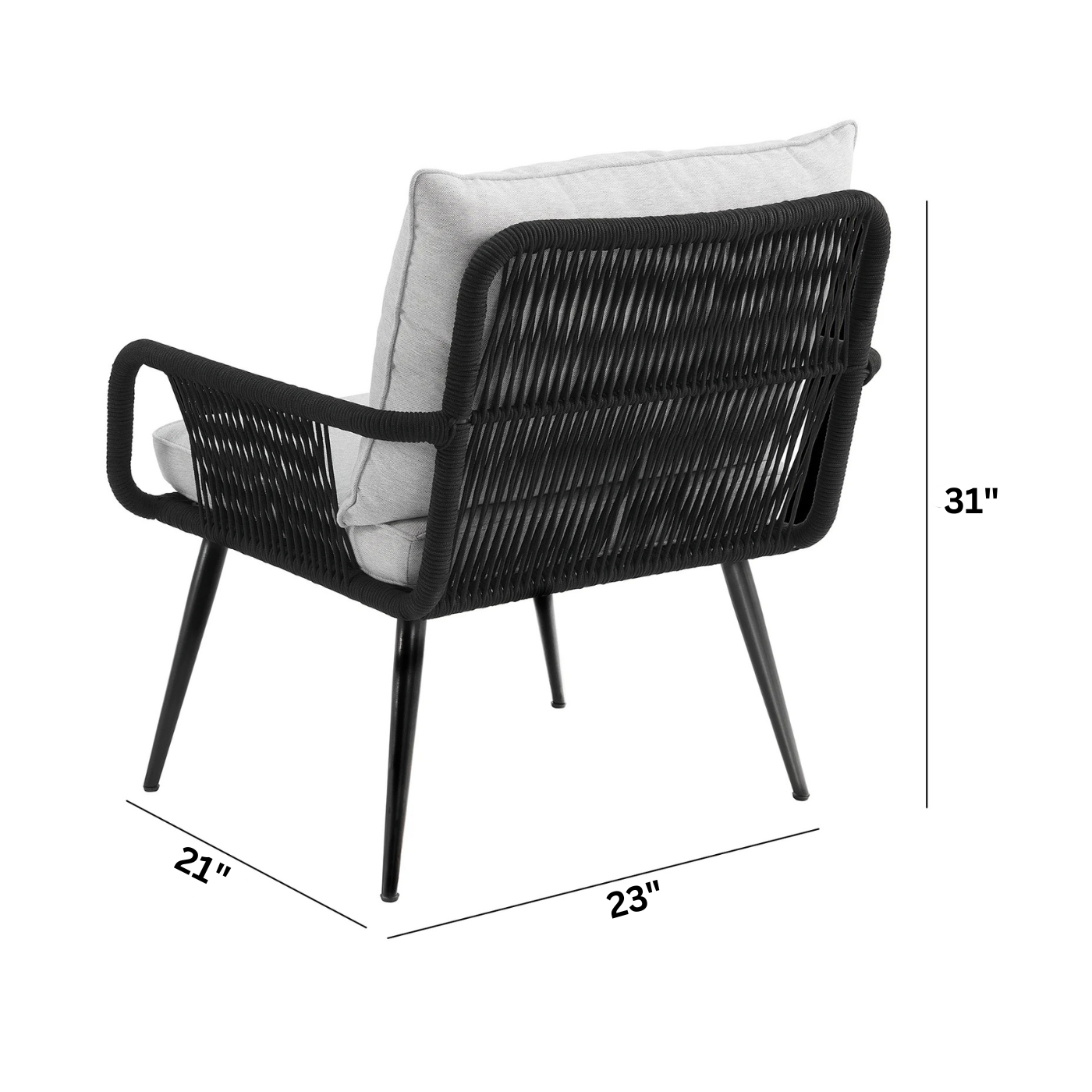 Canal Outdoor Patio Set| Durable Garden Furniture-4 Chairs + 1 Table Braided And Rope Black