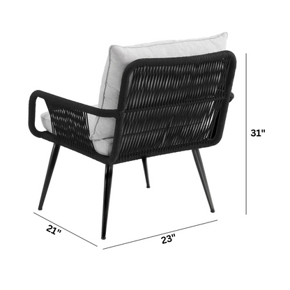Canal Outdoor Patio Set| Durable Garden Furniture-4 Chairs + 1 Table Braided And Rope Black