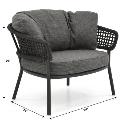 Graf Outdoor Garden Balcony 4 Seater Sofa Set Braided and Rope-Grey