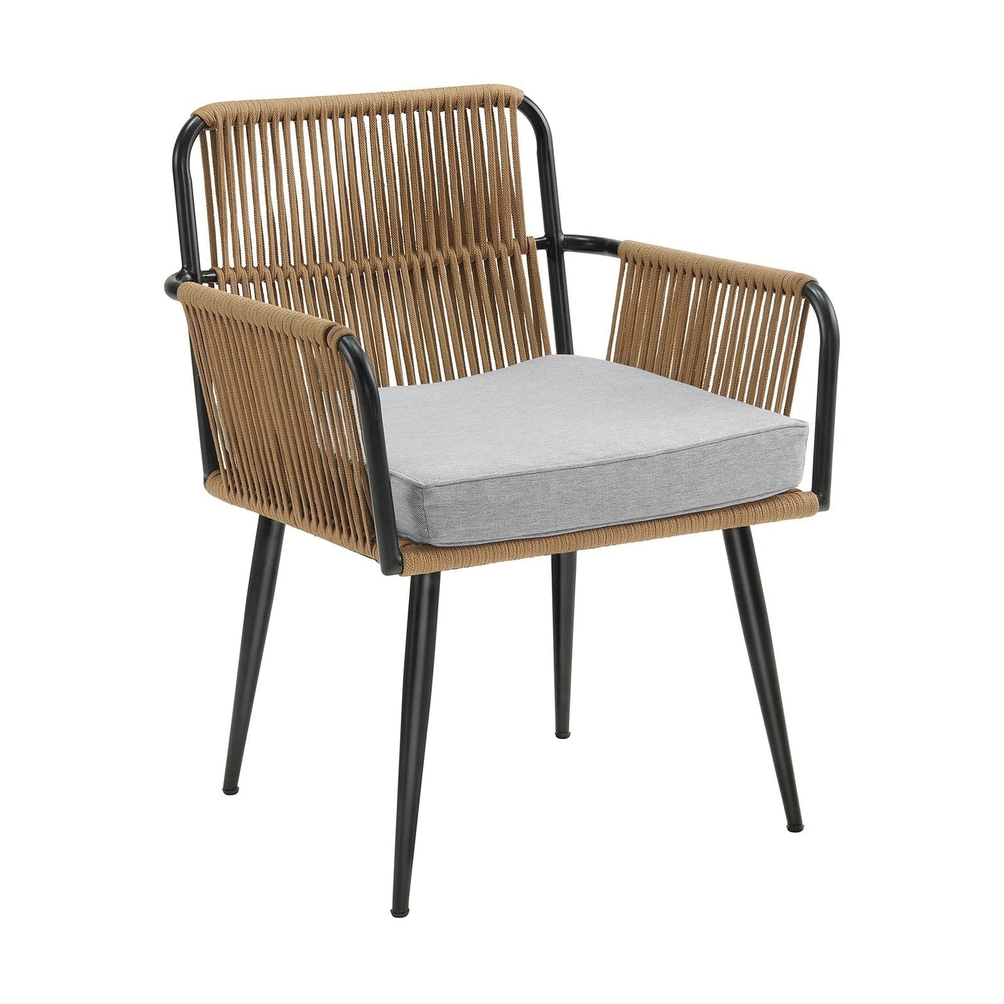 Benigna Outdoor Patio Set| Durable Garden Furniture-2 Chairs + 1 Table Tan Braided & Rope