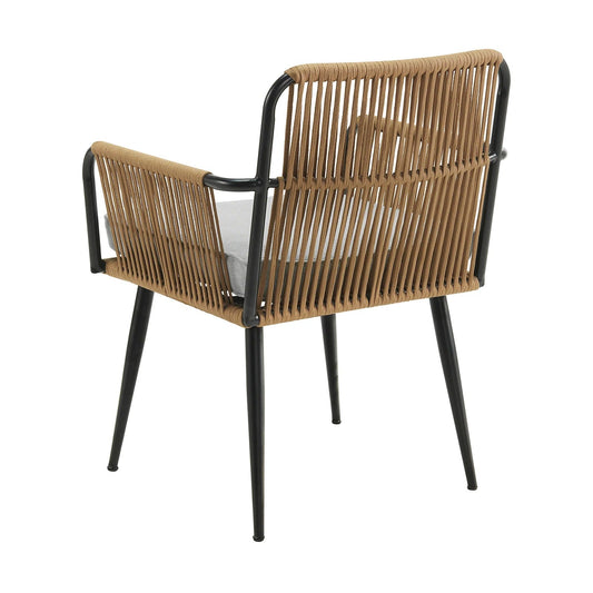 Benigna Outdoor Patio Set| Durable Garden Furniture-2 Chairs + 1 Table Tan Braided & Rope