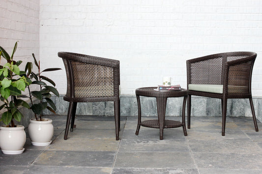 Gusev Outdoor Patio Set| Durable Garden Furniture-2 Chairs + 1 Table Brown