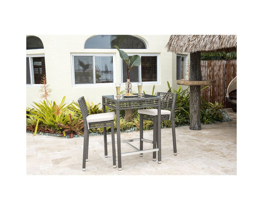 Ohara Outdoor Bar Set| Durable Garden Furniture-2 Chairs + 1 Table Grey