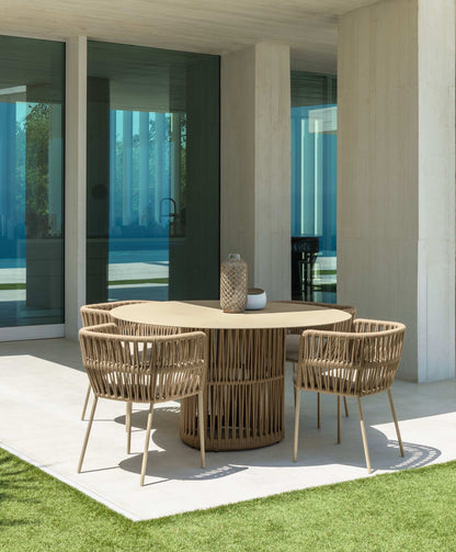 Sorg Outdoor Patio Set| Durable Garden Furniture-4 Chairs + 1 Table Braided And Rope Brown