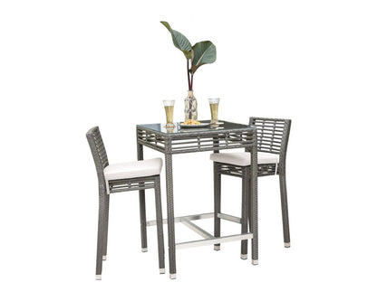 Ohara Outdoor Bar Set| Durable Garden Furniture-2 Chairs + 1 Table Grey