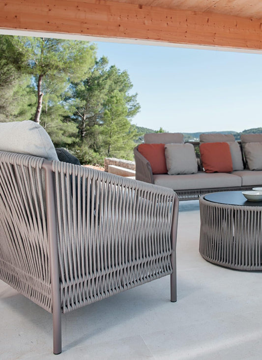 Cerci Outdoor Garden Balcony 5 Seater Sofa Set- Grey Braided and Rope
