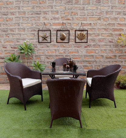 Tacito Outdoor Patio Set| Durable Garden Furniture-4 Chairs + 1 Table Brown