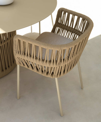 Sorg Outdoor Patio Set| Durable Garden Furniture-4 Chairs + 1 Table Braided And Rope Brown