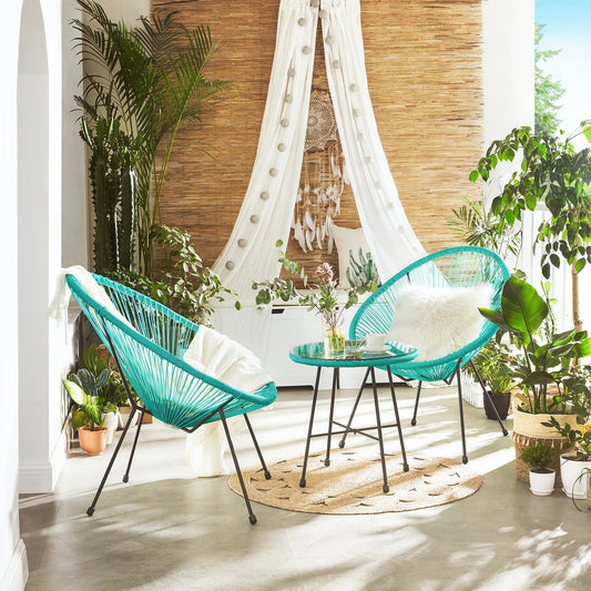 Marcela Outdoor Patio Set| Durable Garden Furniture-2 Chairs + 1 Table Blue