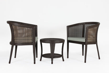 Gusev Outdoor Patio Set| Durable Garden Furniture-2 Chairs + 1 Table Brown