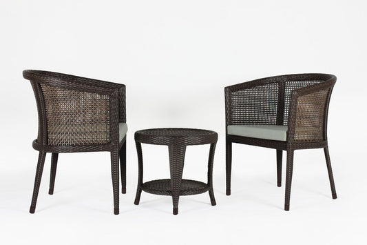 Gusev Outdoor Patio Set| Durable Garden Furniture-2 Chairs + 1 Table Brown