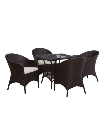 Tacito Outdoor Patio Set| Durable Garden Furniture-4 Chairs + 1 Table Brown