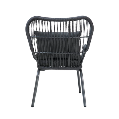 Vallez Outdoor Patio Set| Durable Garden Furniture-2 Chairs + 1 Table Grey Braided & Rope