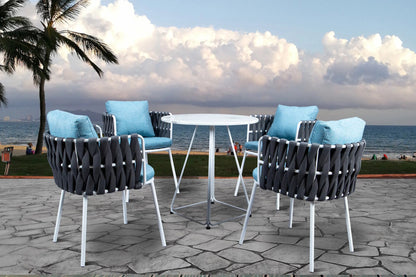 Orbe Outdoor Patio Set| Durable Garden Furniture-4 Chairs + 1 Table Braided And Rope Dark Grey