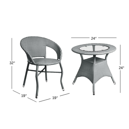 Vallez Outdoor Patio Set| Durable Garden Furniture-4 Chairs + 1 Table Grey