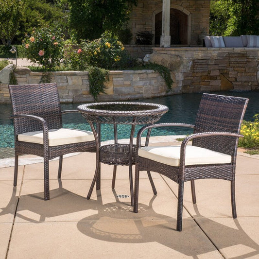 Capellan Outdoor Patio Set| Durable Garden Furniture-2 Chairs + 1 Table Brown