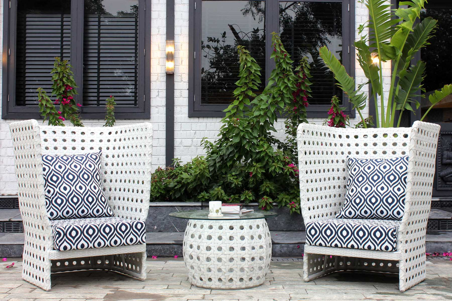 Filippa Outdoor Patio Set| Durable Garden Furniture-2 Chairs + 1 Table White