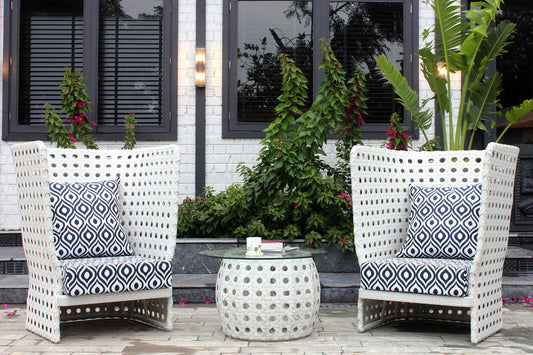 Filippa Outdoor Patio Set| Durable Garden Furniture-2 Chairs + 1 Table White