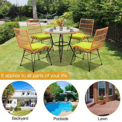 Galindo Outdoor Patio Set| Durable Garden Furniture-4 Chairs + 1 Table Honey