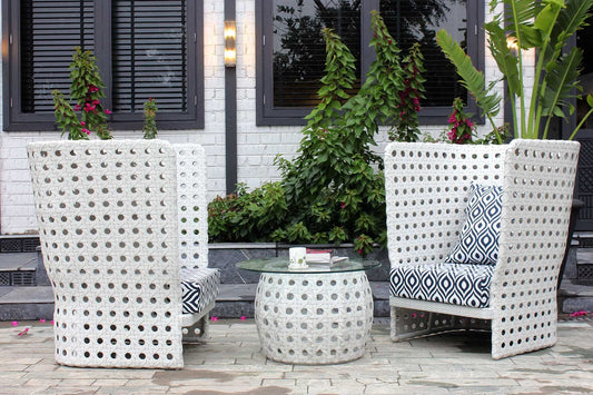Filippa Outdoor Patio Set| Durable Garden Furniture-2 Chairs + 1 Table White