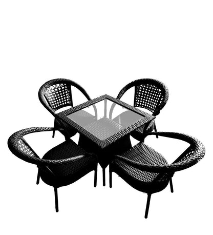 Tobia Outdoor Patio Set| Durable Garden Furniture-4 Chairs + 1 Table Black