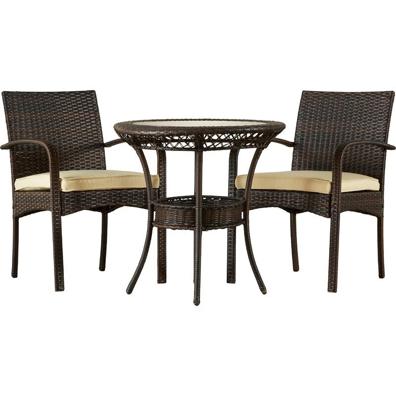 Capellan Outdoor Patio Set| Durable Garden Furniture-2 Chairs + 1 Table Brown