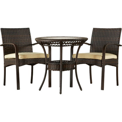 Capellan Outdoor Patio Set| Durable Garden Furniture-2 Chairs + 1 Table Brown