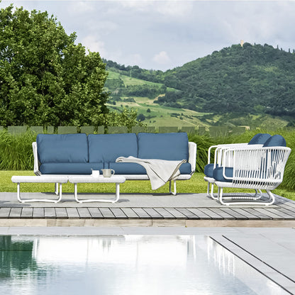 Sayin Outdoor Garden Balcony 5 Seater Sofa Set- Grey & Blue Braided and Rope