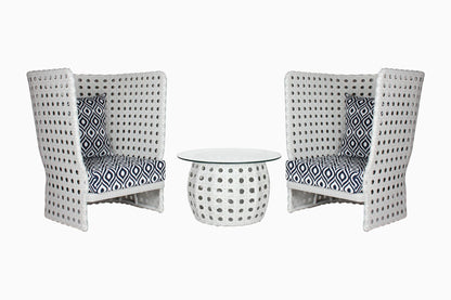 Filippa Outdoor Patio Set| Durable Garden Furniture-2 Chairs + 1 Table White