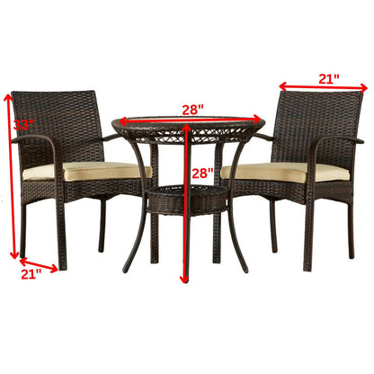 Capellan Outdoor Patio Set| Durable Garden Furniture-2 Chairs + 1 Table Brown