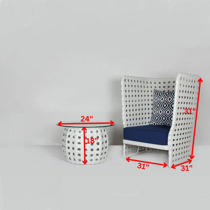 Filippa Outdoor Patio Set| Durable Garden Furniture-2 Chairs + 1 Table White