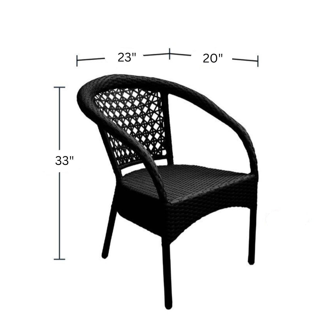 Tobia Outdoor Patio Set| Durable Garden Furniture-4 Chairs + 1 Table Black