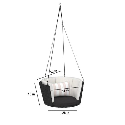 Clem Single Seater Hanging Swing| Without Stand For Outdoor (Black)