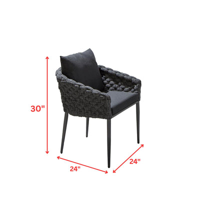 Gerd Outdoor Patio Set| Durable Garden Furniture-4 Chairs + 1 Table Braided And Rope Grey