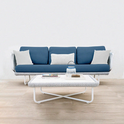 Sayin Outdoor Garden Balcony 5 Seater Sofa Set- Grey & Blue Braided and Rope