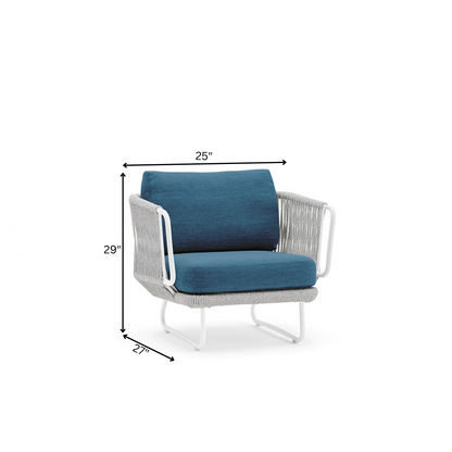 Sayin Outdoor Garden Balcony 5 Seater Sofa Set- Grey & Blue Braided and Rope