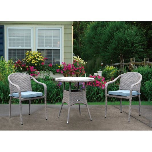 Valeriy Outdoor Patio Set| Durable Garden Furniture-2 Chairs + 1 Table Grey